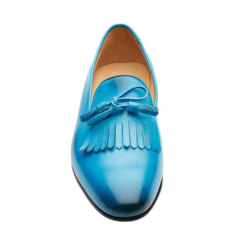Blue Fringe Kiltie Tassel Loafers