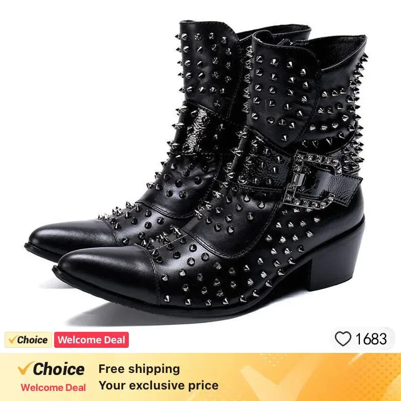 Boots Men Brand Wedding Dress Shoe Genuine Leather Party Wedding Luxury Casual Formal Fashion Shoes Men's Chelsea Boots