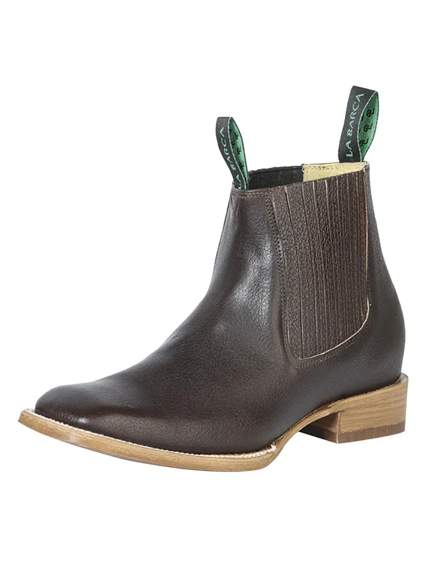 Botines Charros Rodeo Piel Genuina para Hombre 'La Barca' *COFFEE-126411*