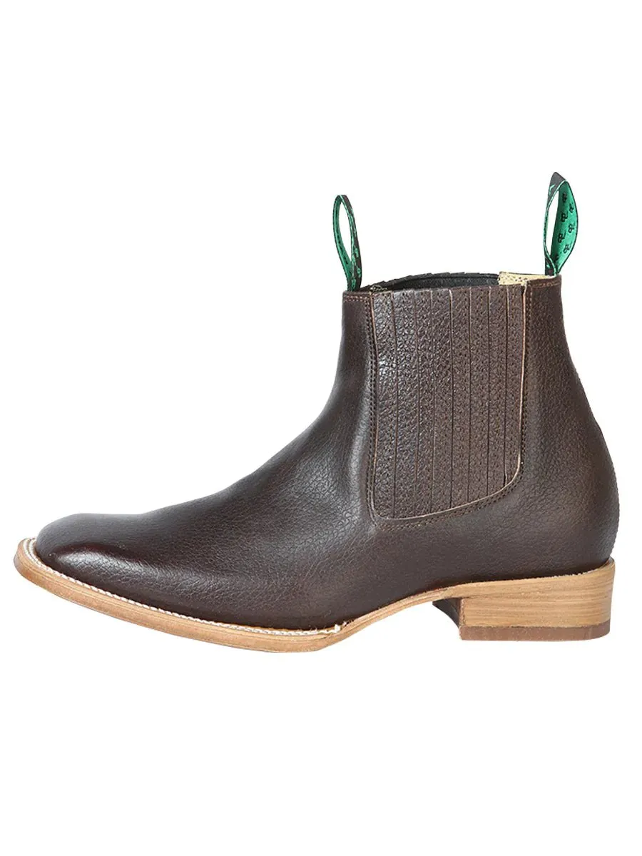 Botines Charros Rodeo Piel Genuina para Hombre 'La Barca' *COFFEE-126411*