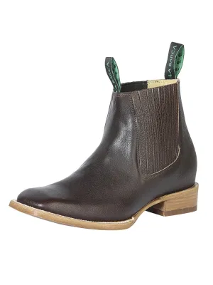 Botines Charros Rodeo Piel Genuina para Hombre 'La Barca' *COFFEE-126411*