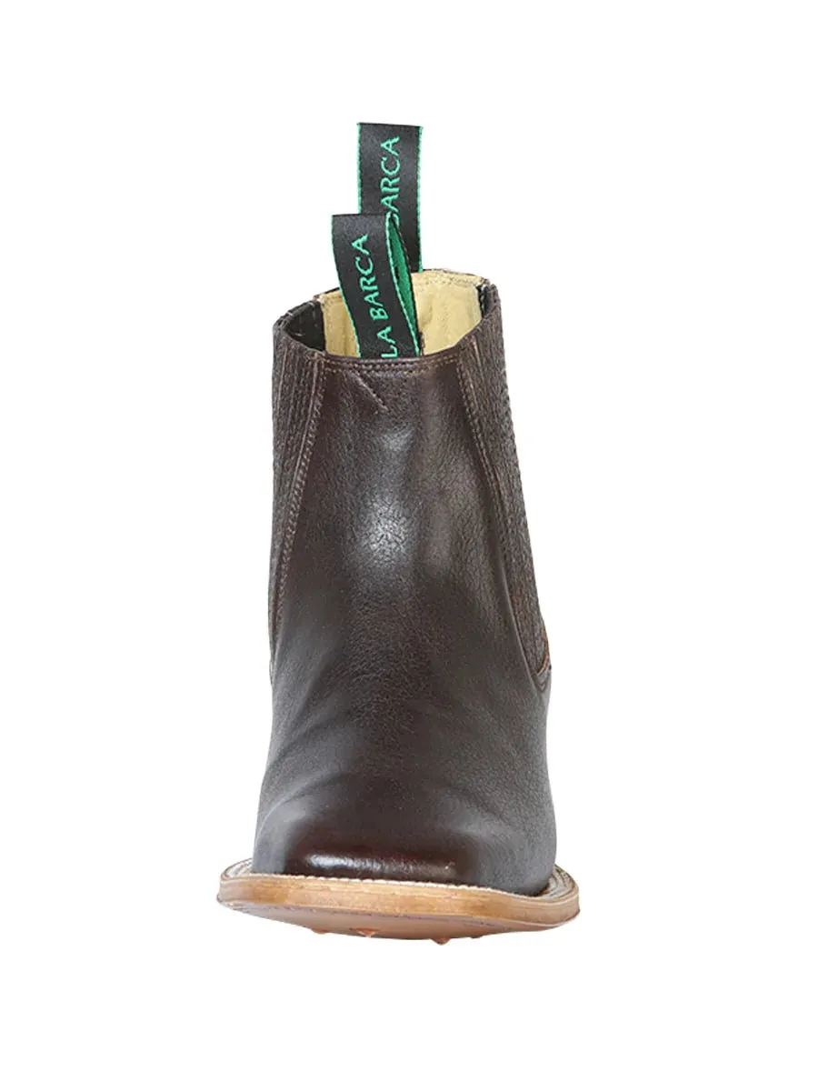 Botines Charros Rodeo Piel Genuina para Hombre 'La Barca' *COFFEE-126411*