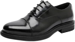 British Business Thick-Soled Oxfords Formal Leather Shoes Breathable Lining Non Slip Lace Up Dress Shoes Comfortable Insole Men's Walking Shoes