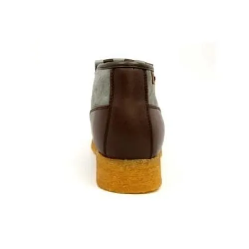 British Walkers Apollo Men's Brown Leather and Grey Suede Crepe Sole Slip On Boots