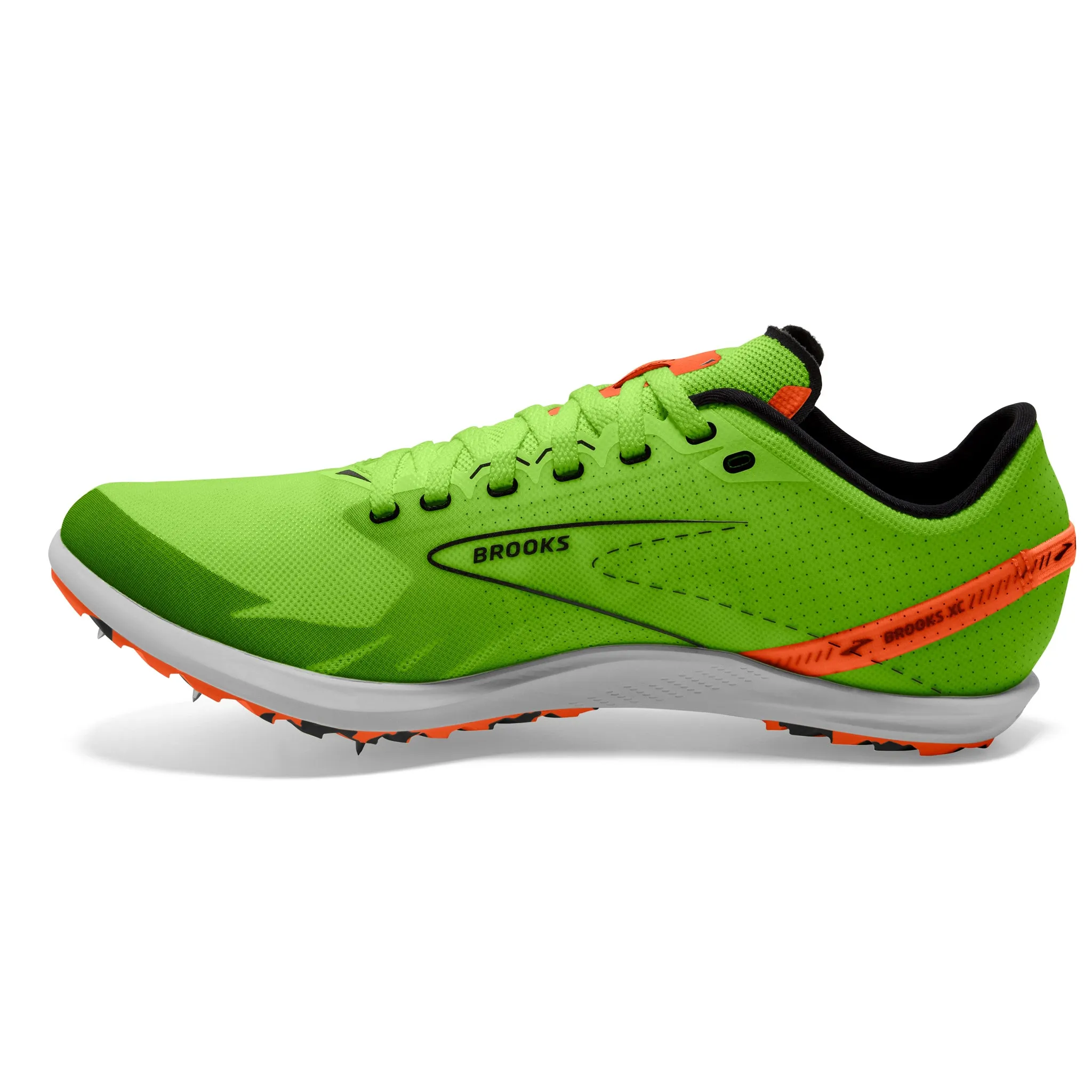 Brooks Draft XC Spikes Unisex Green Gecko Red Orange White