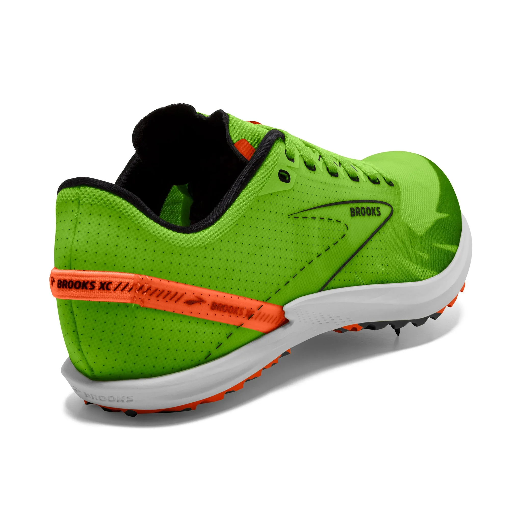 Brooks Draft XC Spikes Unisex Green Gecko Red Orange White