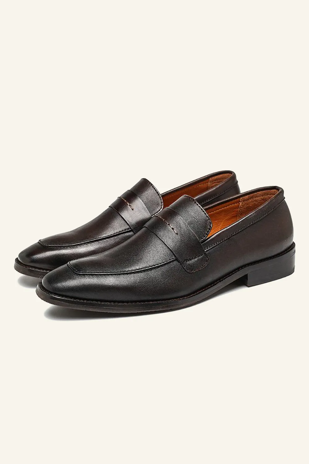 Brown PU Leather Slip On Men's Shoes