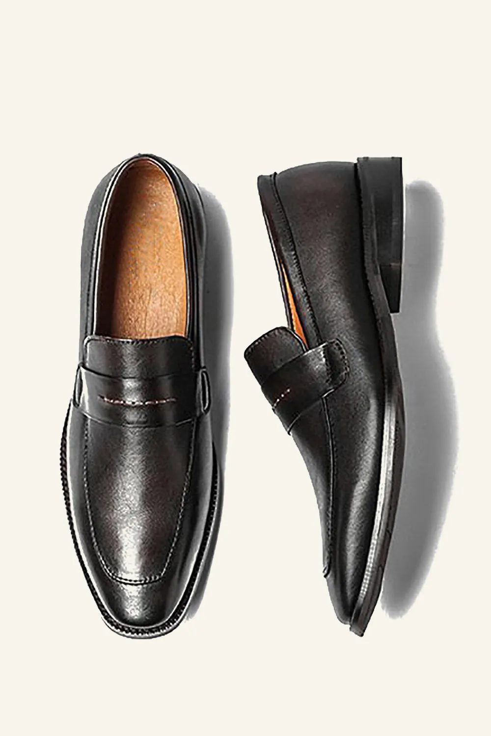 Brown PU Leather Slip On Men's Shoes