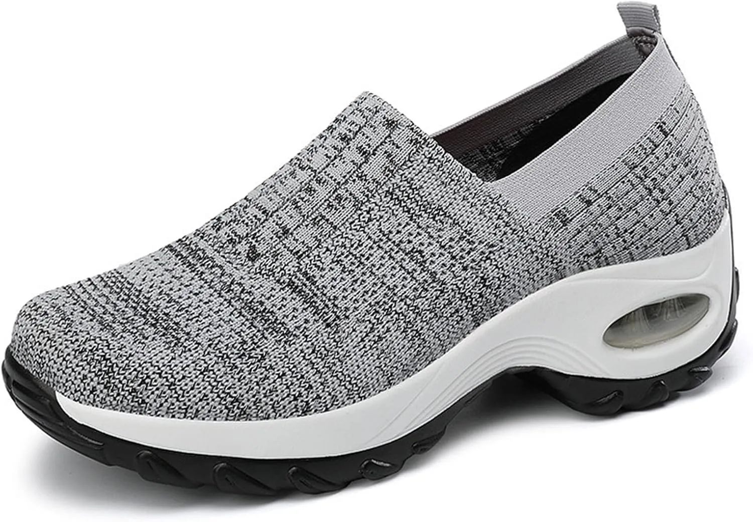 Buhelyc Women's Platform Arch Sneakers Air Cushion Slip-On Sneakers Breathable Mesh Walking Shoes Mesh Casual Jogging Shoes for Women