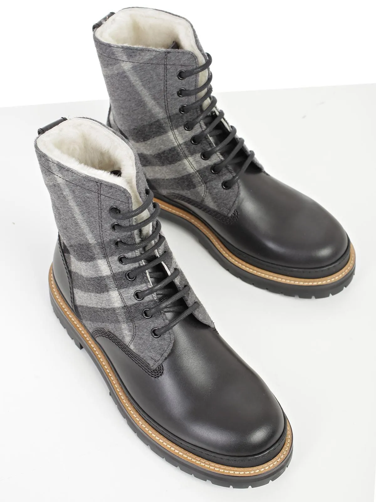 Burberry Check Panel Boots
