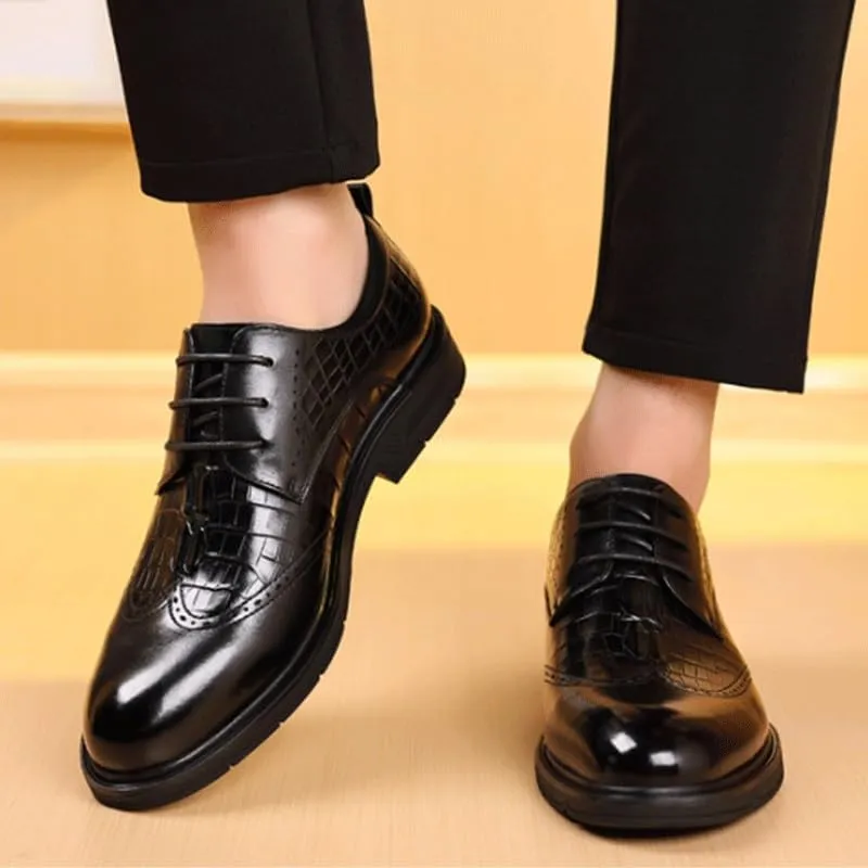Business Formal Leather Shoes Men's Casual Fashion British Lined Dress Oxfords Shoes Comfortable Light Breathable Lining Non-Slip Sole for Men