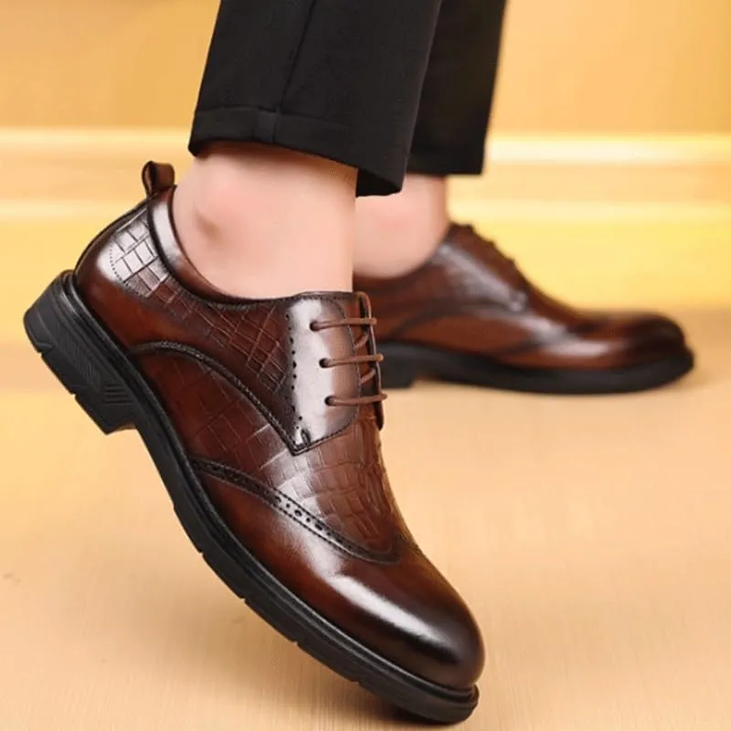 Business Formal Leather Shoes Men's Casual Fashion British Lined Dress Oxfords Shoes Comfortable Light Breathable Lining Non-Slip Sole for Men