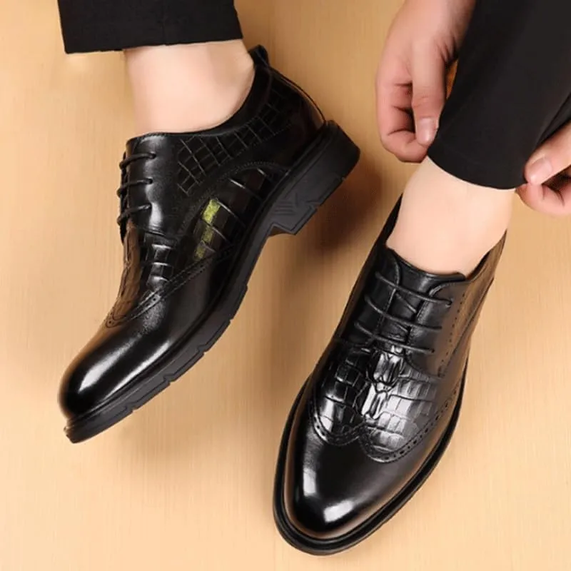 Business Formal Leather Shoes Men's Casual Fashion British Lined Dress Oxfords Shoes Comfortable Light Breathable Lining Non-Slip Sole for Men