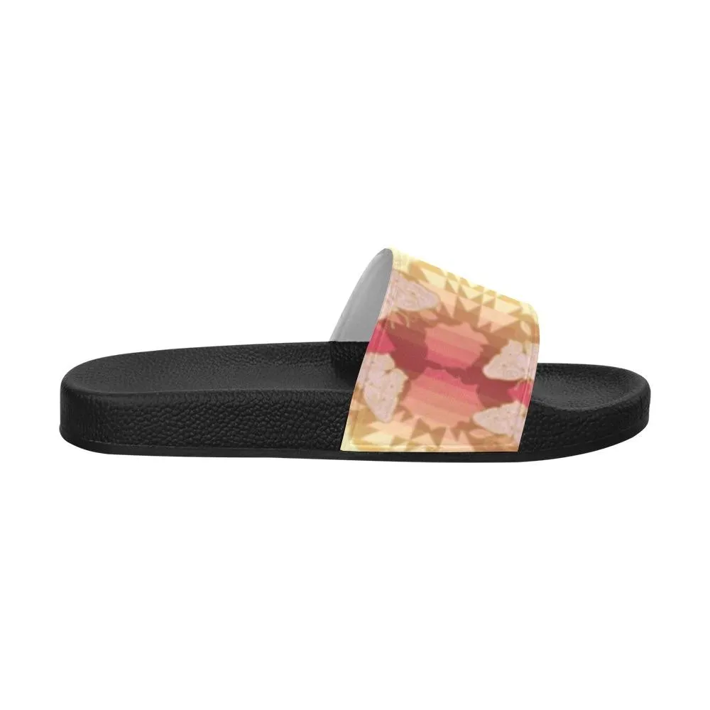 Butterfly and Roses on Geometric Men's Slide Sandals