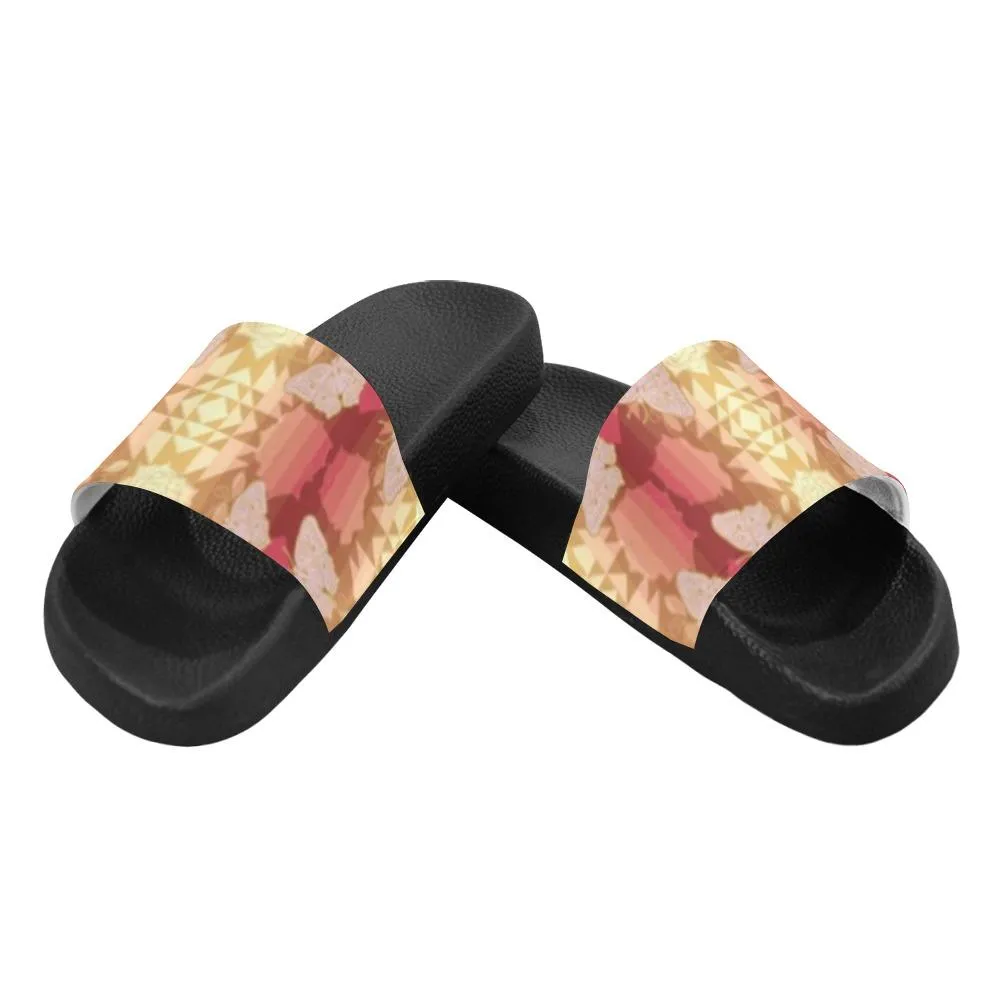 Butterfly and Roses on Geometric Men's Slide Sandals
