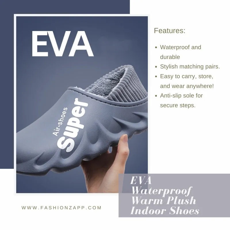 Buy Home Slippers EVA Waterproof Warm Plush Indoor Shoes for Couples - Fashionzapp