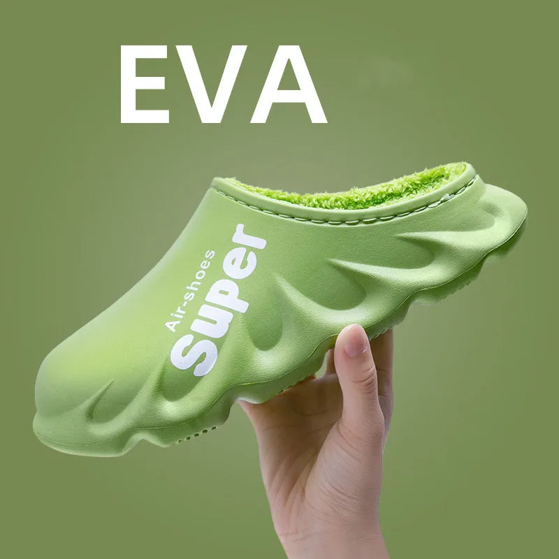 Buy Home Slippers EVA Waterproof Warm Plush Indoor Shoes for Couples - Fashionzapp