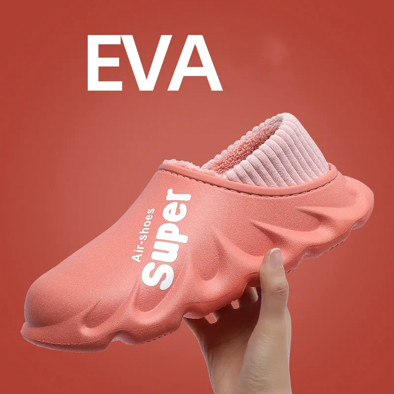 Buy Home Slippers EVA Waterproof Warm Plush Indoor Shoes for Couples - Fashionzapp