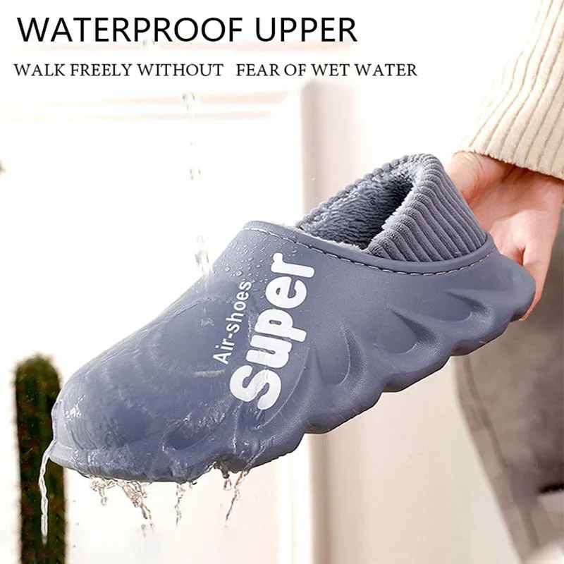 Buy Home Slippers EVA Waterproof Warm Plush Indoor Shoes for Couples - Fashionzapp