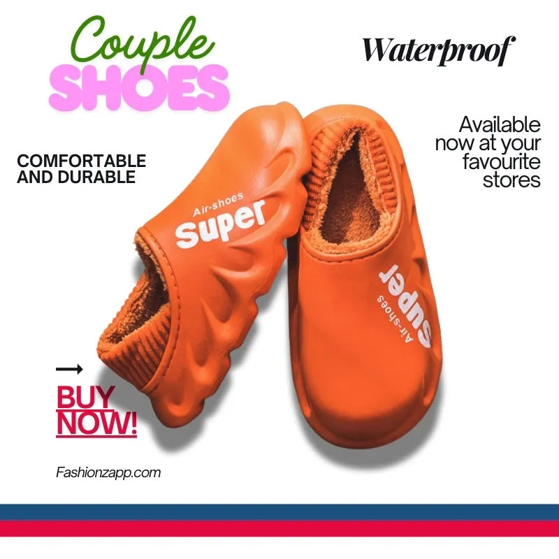 Buy Home Slippers EVA Waterproof Warm Plush Indoor Shoes for Couples - Fashionzapp