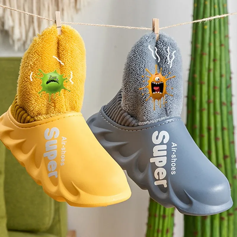 Buy Home Slippers EVA Waterproof Warm Plush Indoor Shoes for Couples - Fashionzapp