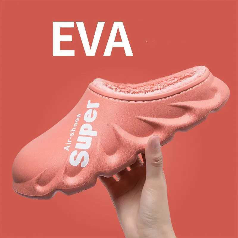Buy Home Slippers EVA Waterproof Warm Plush Indoor Shoes for Couples - Fashionzapp