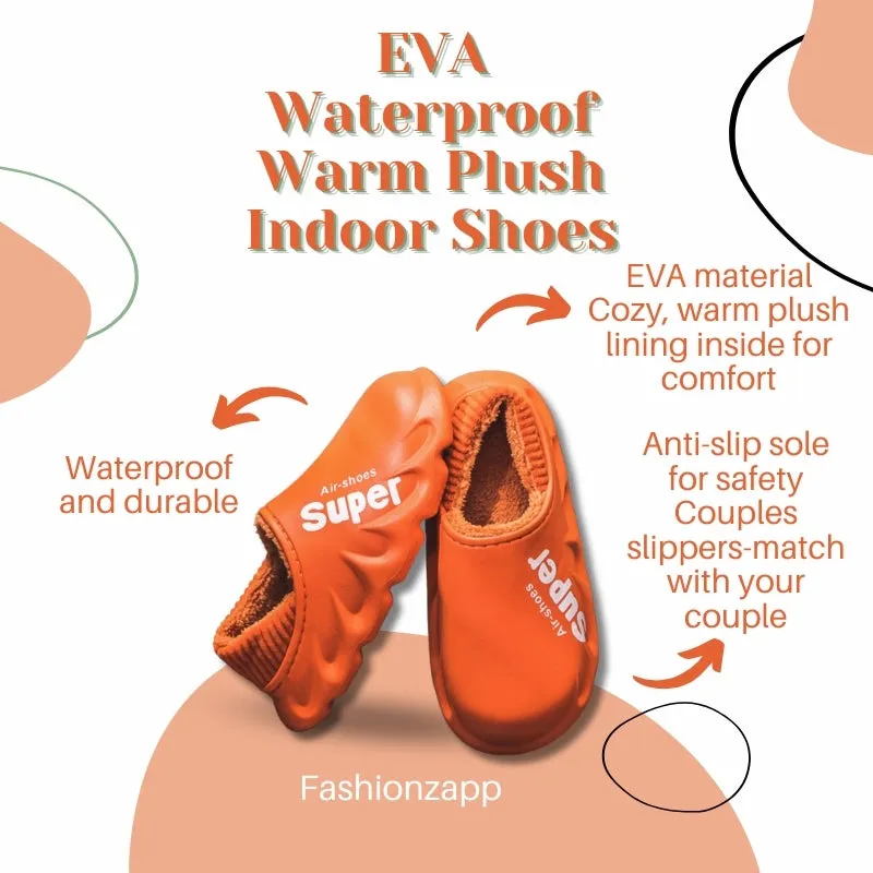 Buy Home Slippers EVA Waterproof Warm Plush Indoor Shoes for Couples - Fashionzapp