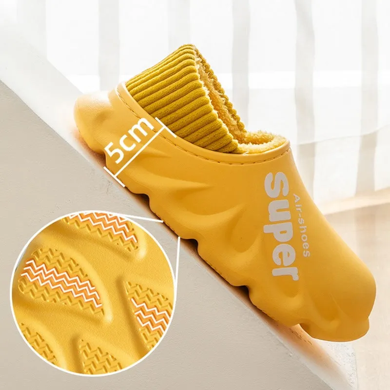 Buy Home Slippers EVA Waterproof Warm Plush Indoor Shoes for Couples - Fashionzapp