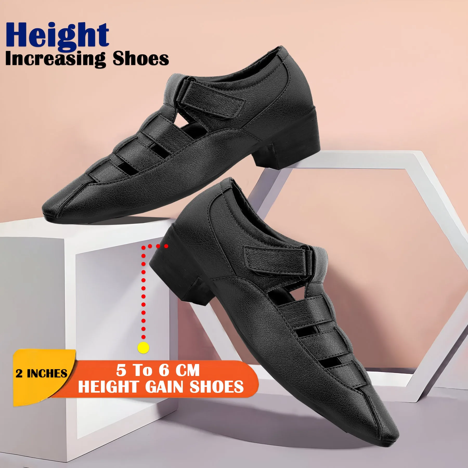 Bxxy Men's 2 inch Height Increasing Formal Roman Sandals