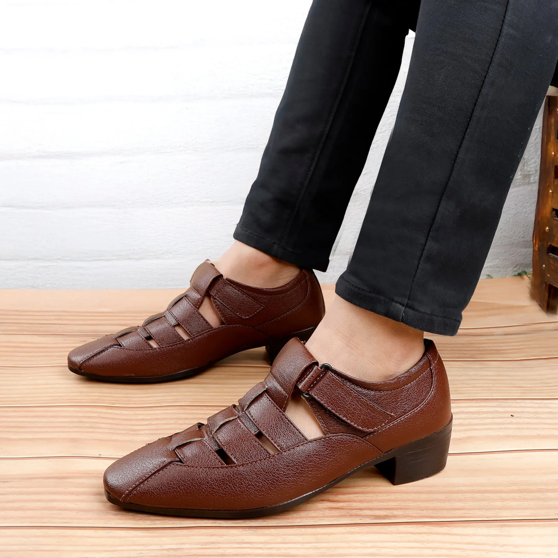 Bxxy Men's 2 inch Height Increasing Formal Roman Sandals