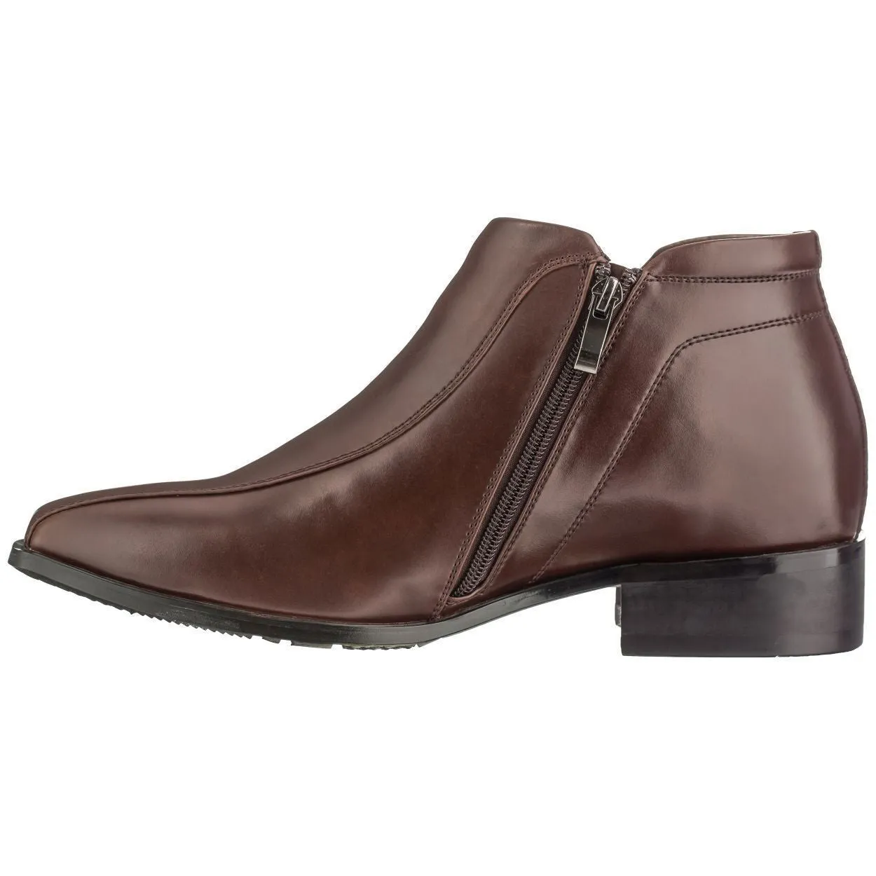 CALDEN Brown Leather Zipper Boots - 3.2 Inches - K99805-1