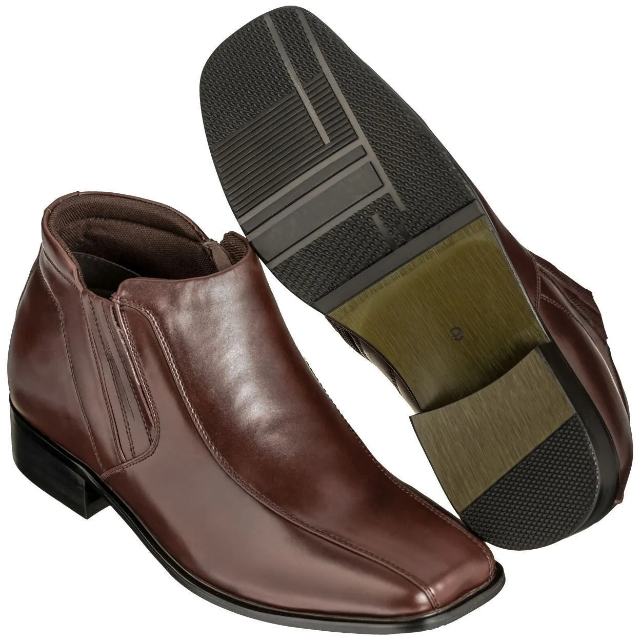 CALDEN Brown Leather Zipper Boots - 3.2 Inches - K99805-1