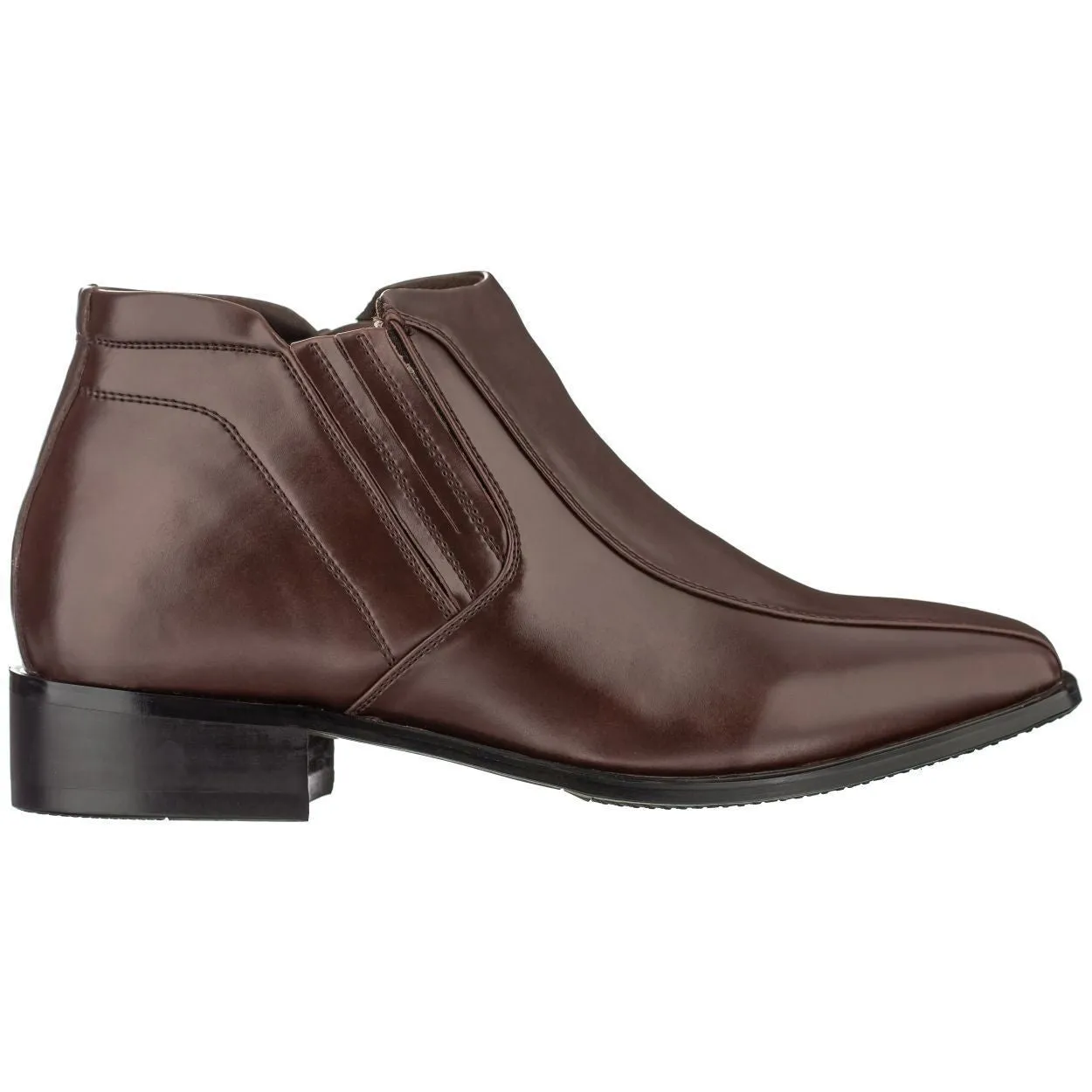 CALDEN Brown Leather Zipper Boots - 3.2 Inches - K99805-1