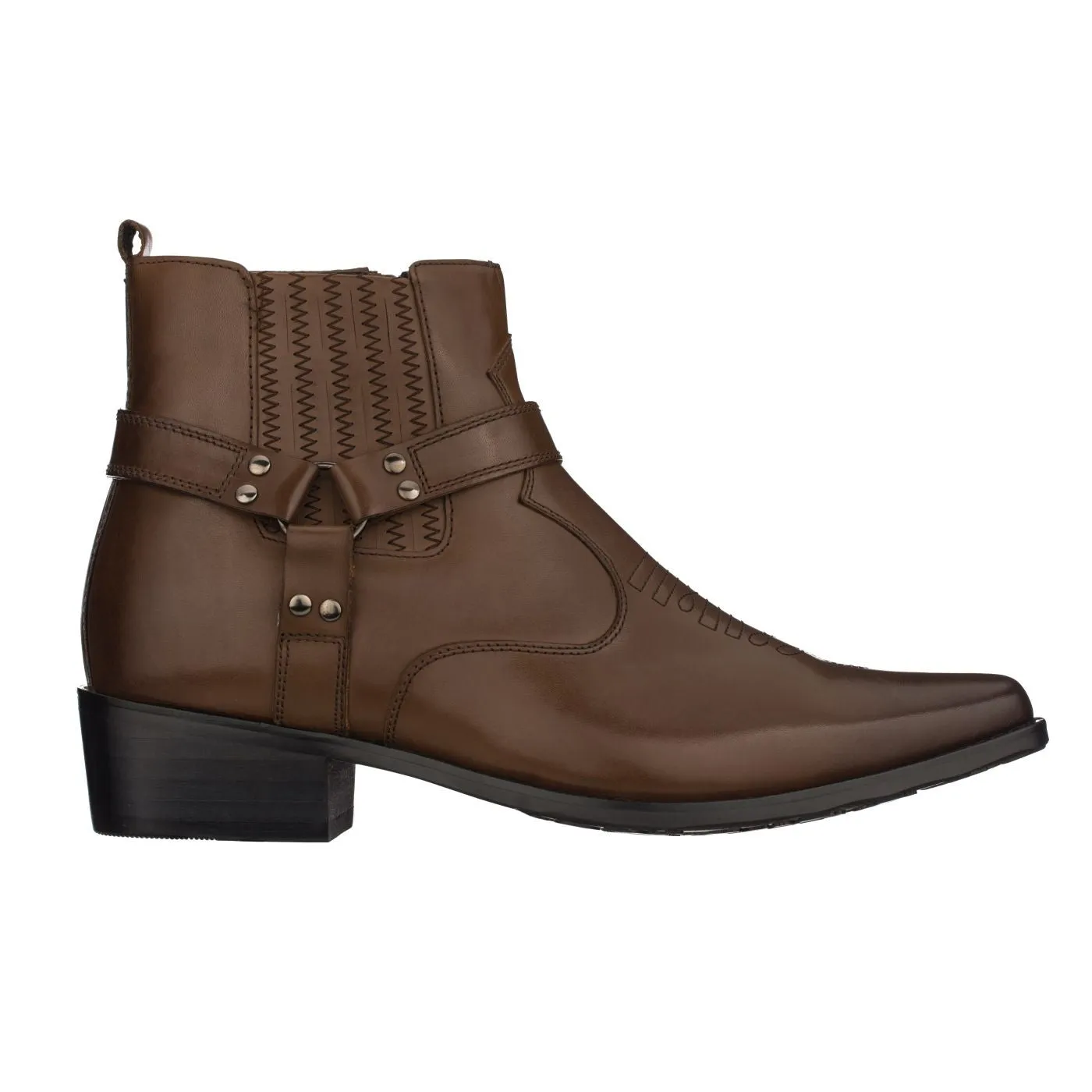CALTO - T8113 - 3.3 Inches Taller (Dark Brown) - Zipper Boots