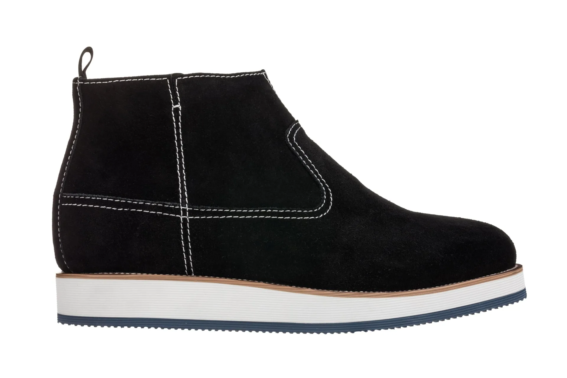 CALTO - Y30021 - 3 Inches Taller (Nubuck Black) - Zipper Boots