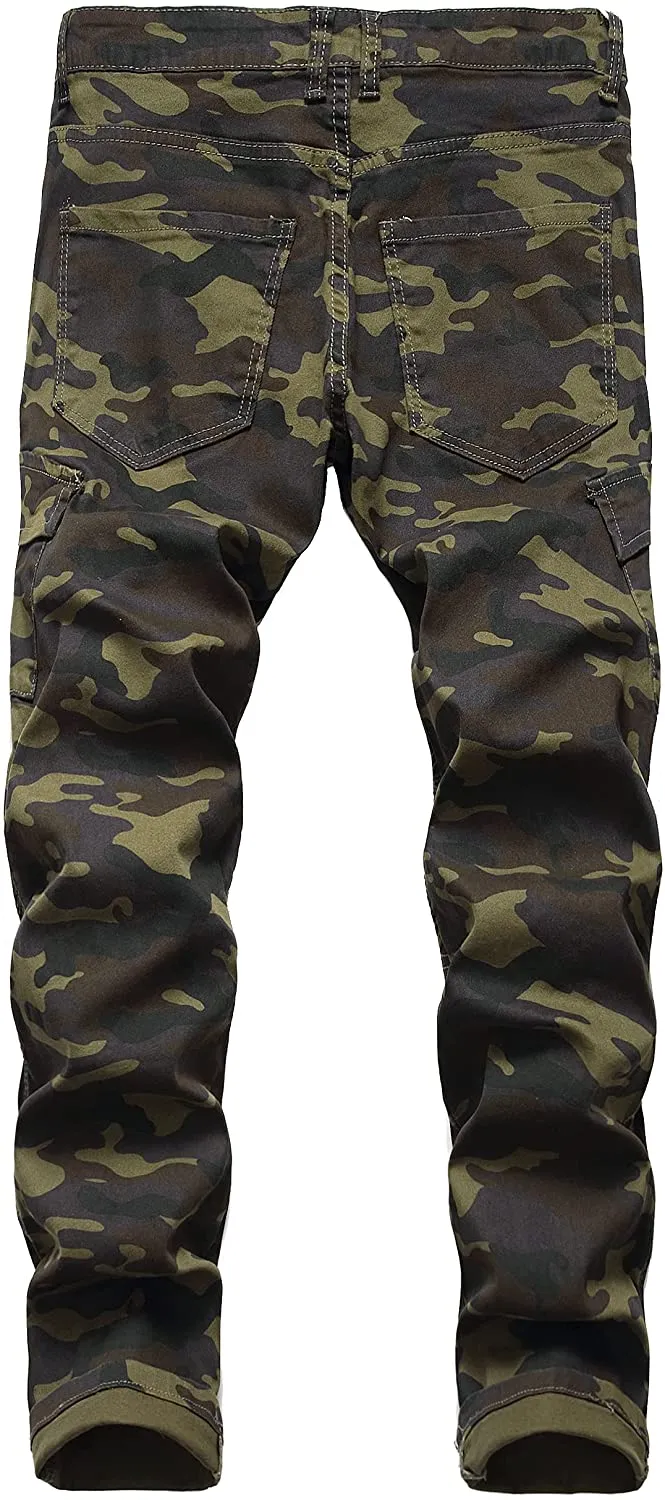 Camouflage Distressed Men's Denim Pants