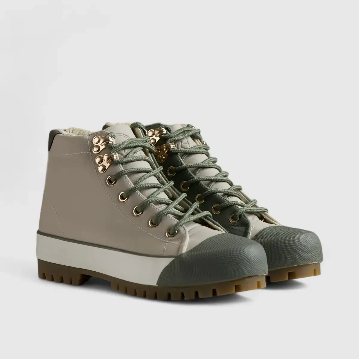 Caprio 2 Tone Statement Sneaker Boots Beige/Olive