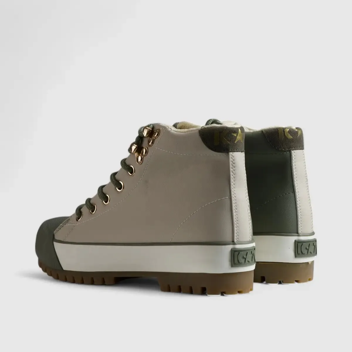 Caprio 2 Tone Statement Sneaker Boots Beige/Olive