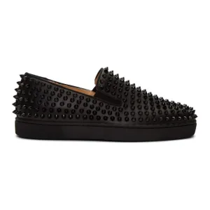 Christian Louboutin Black Roller-Boat Slip-On Sneakers