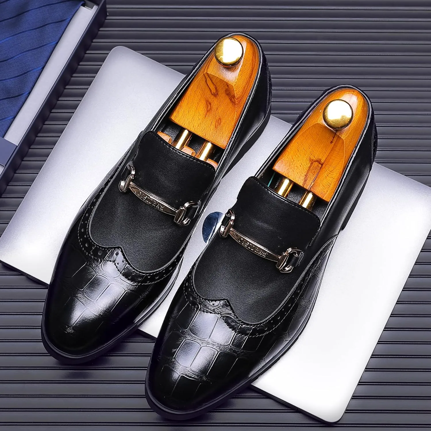 COSIDRAM Men's Dress Shoes Oxfords Slip on Classic Modern Formal Leather Shoes Casual Loafers
