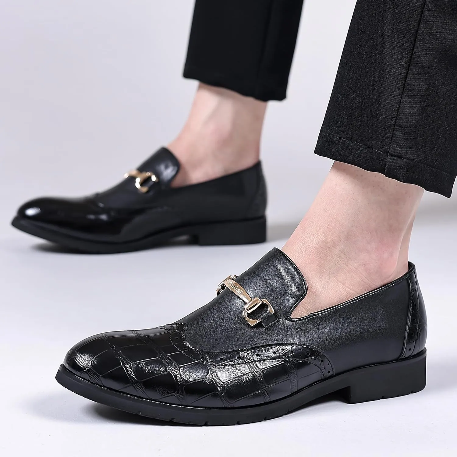 COSIDRAM Men's Dress Shoes Oxfords Slip on Classic Modern Formal Leather Shoes Casual Loafers