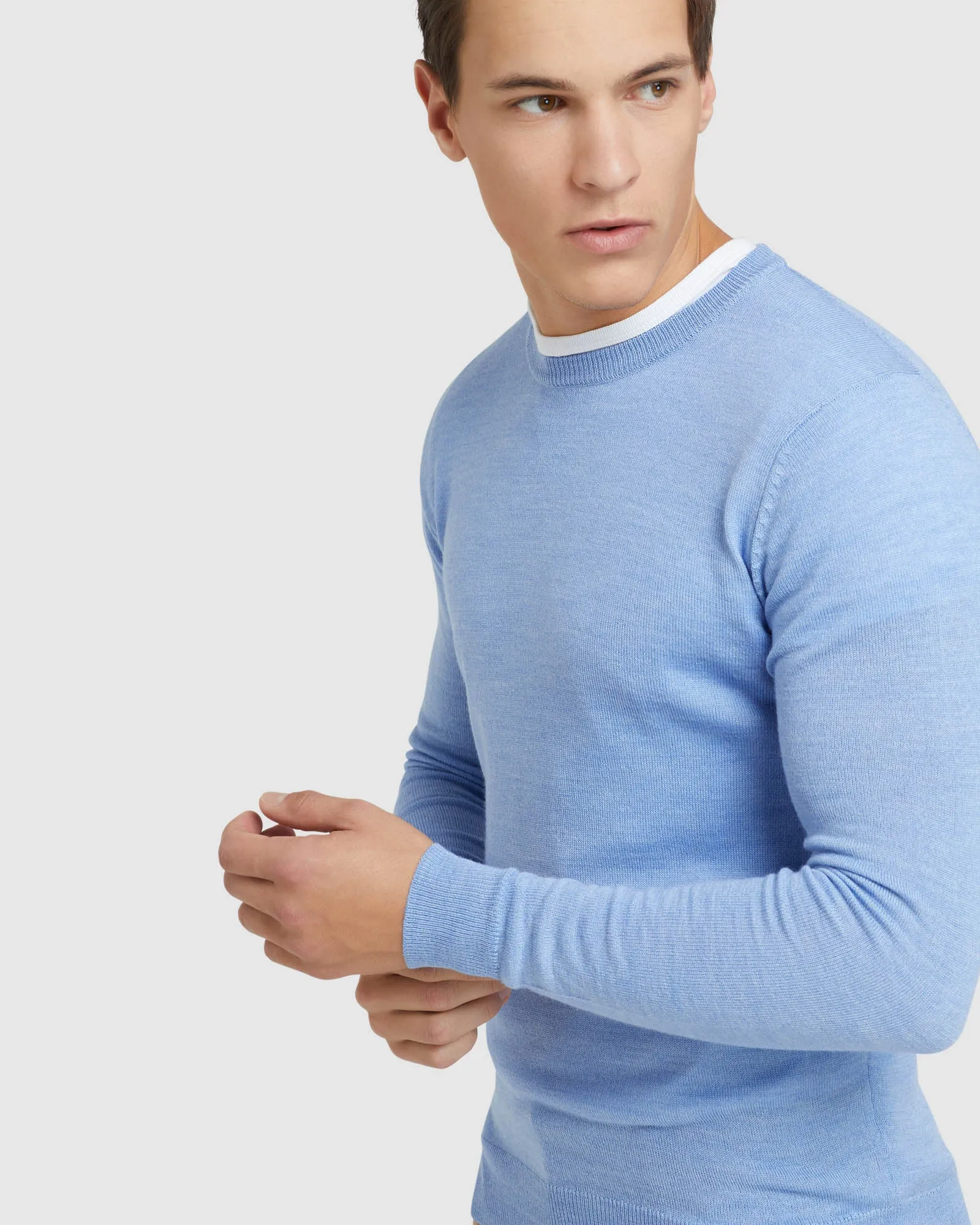 Crew Neck Merino Blend Pullover