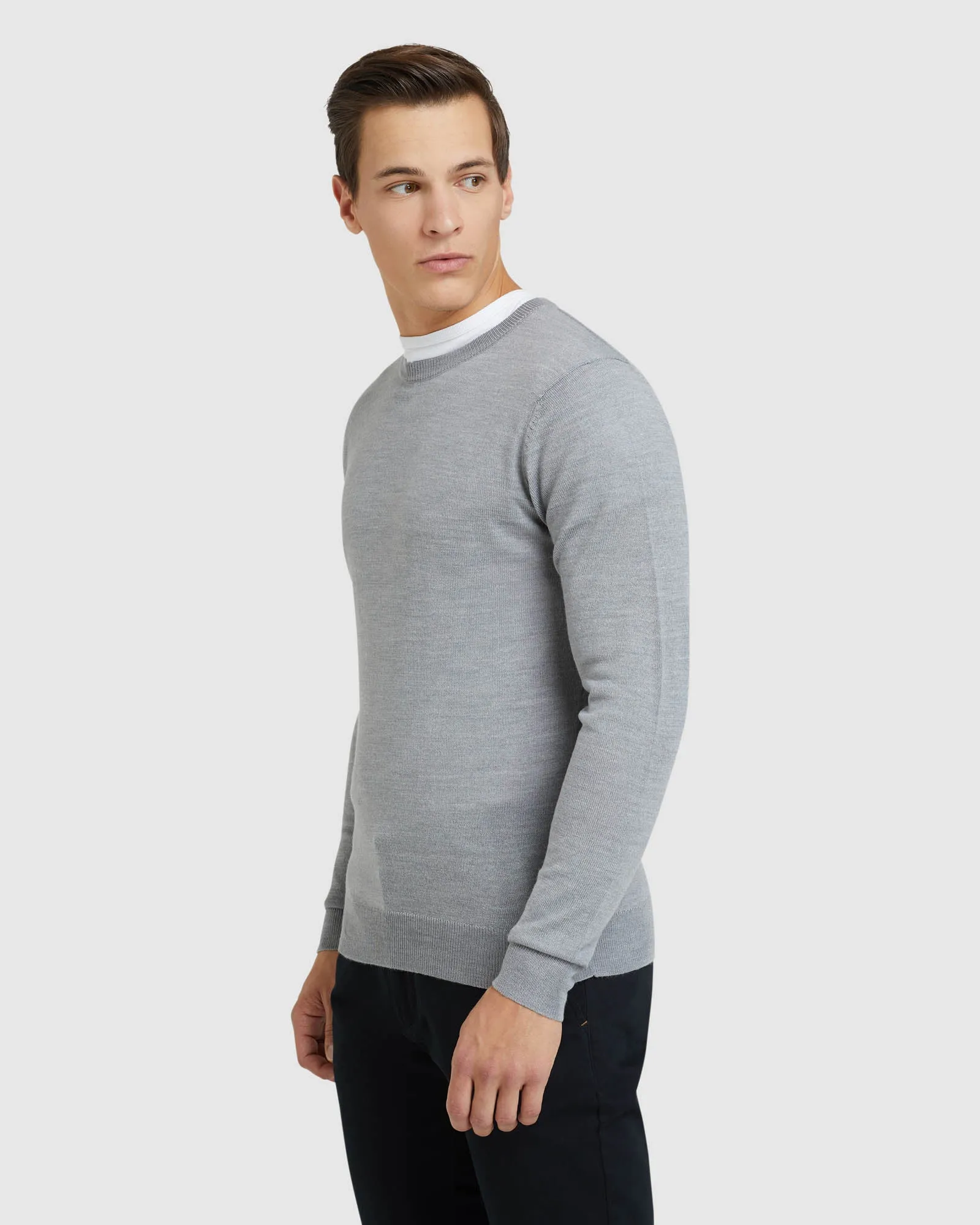 Crew Neck Merino Blend Pullover