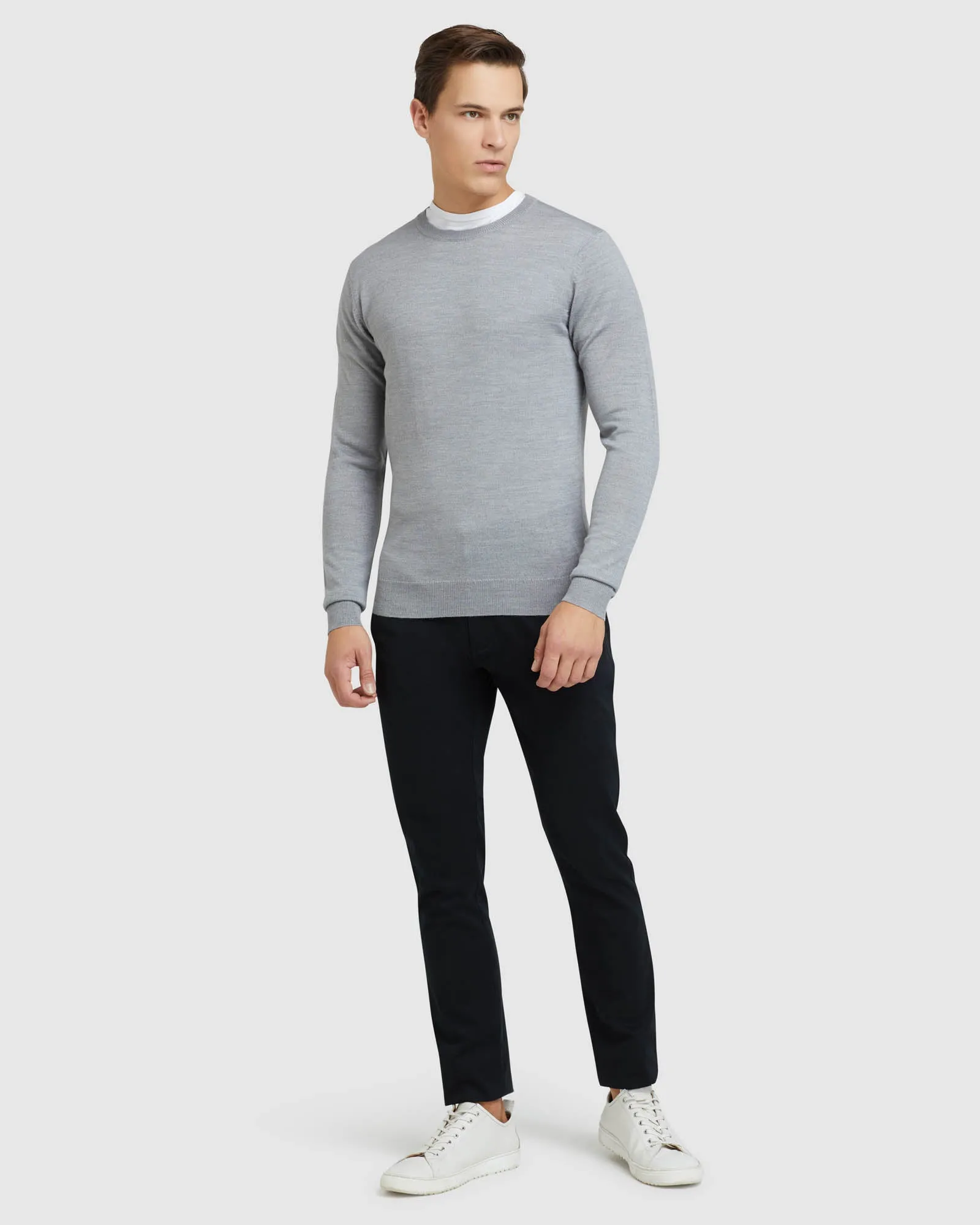 Crew Neck Merino Blend Pullover