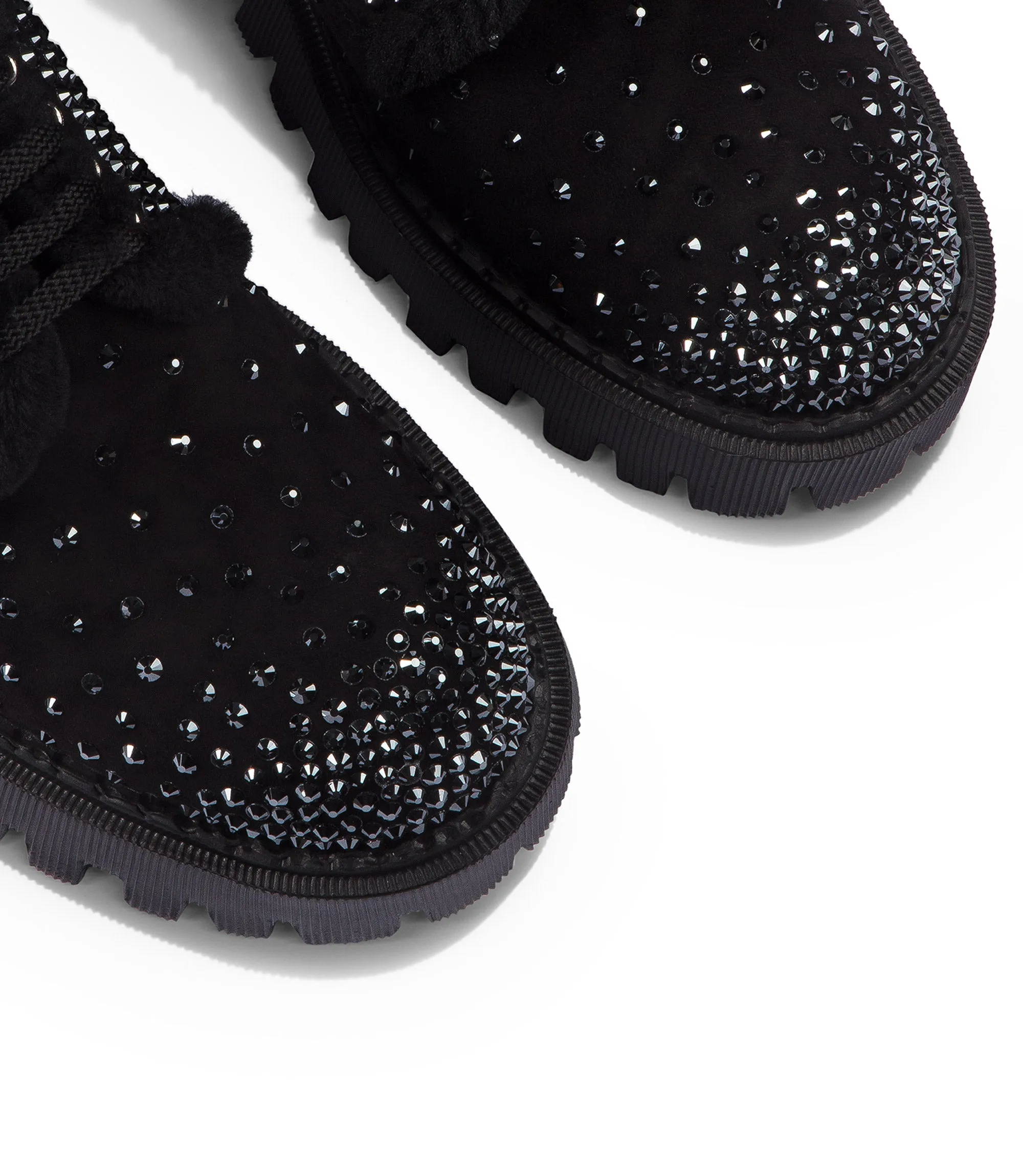 Crystal embellished black suede derby shoes