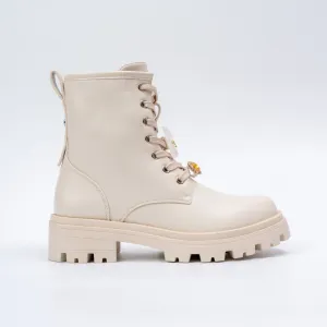 Crystal Hug Combat - White Casual Boots