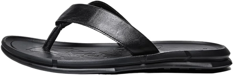 CSCDD Leisure Men's Slippers Genuine Leather Casual Shoes Men Breathable Beach Flip Flops Retro Street Slippers