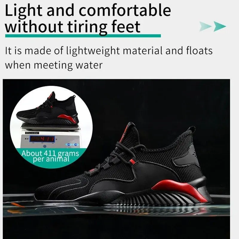 Cuzcare Men Working Orthopedic Shoes Oil-proof Reflective Steel Toe Safety Sneakers