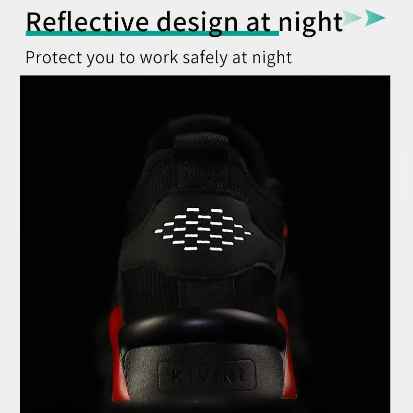 Cuzcare Men Working Orthopedic Shoes Oil-proof Reflective Steel Toe Safety Sneakers