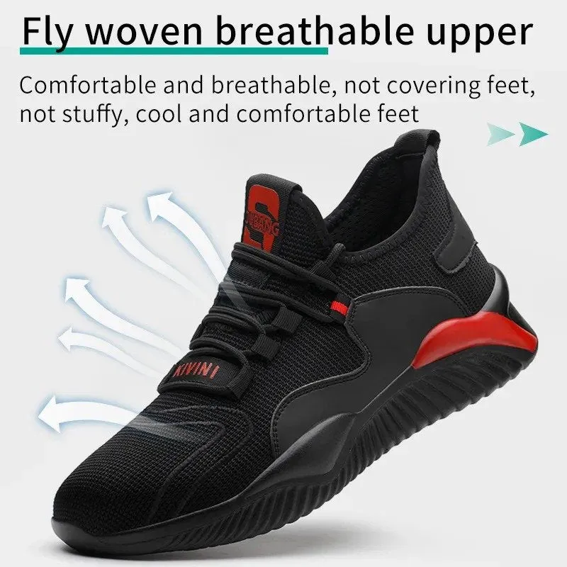 Cuzcare Men Working Orthopedic Shoes Oil-proof Reflective Steel Toe Safety Sneakers